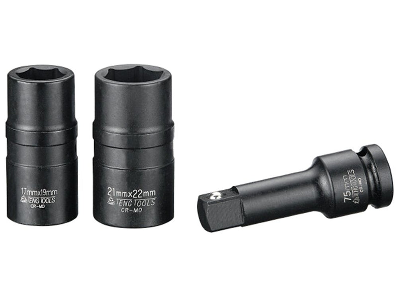 Teng Tools 9203N1 Impact Socket Set Double Ended Wheel Nuts 1/2" dr 3pc Set