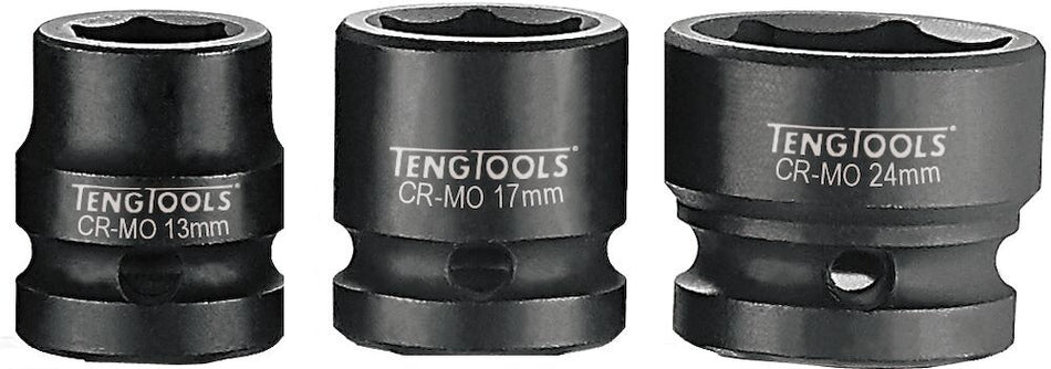 Teng Tools 920718-C 1/2" Drive Stubby Impact Socket 18mm