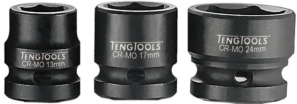 Teng Tools 920717-C 1/2" Drive Stubby Impact Socket 17mm