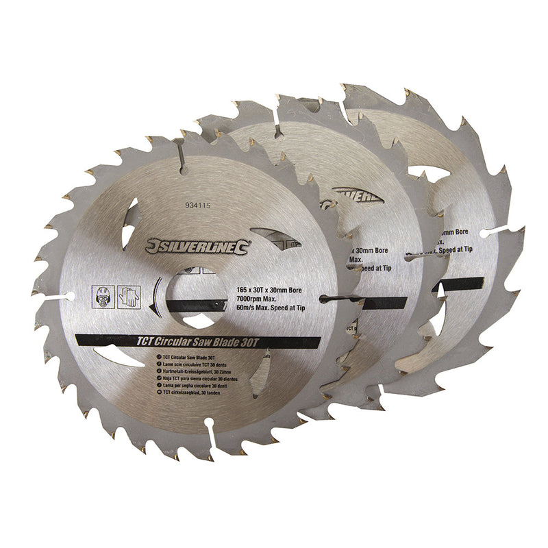 Silverline 934115 TCT Circular Saw Blades 16, 24, 30T 3pk