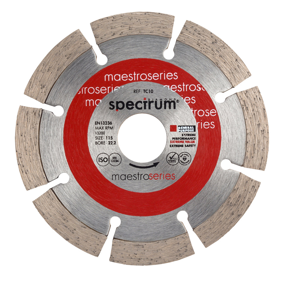 OX Tools OX-TC10-115/22 Spectrum Maestro 10mm General Purpose Diamond Blade - 115/22.23mm