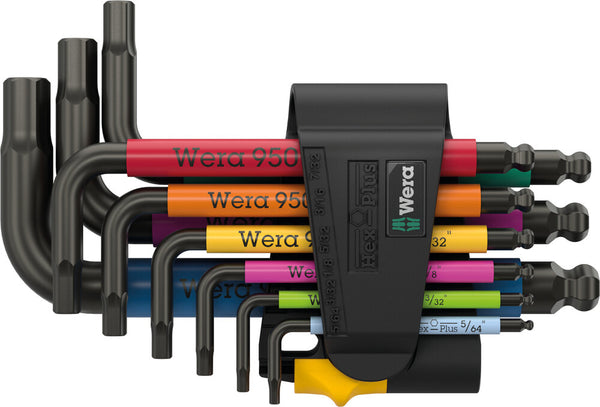Wera 05022641001 950/9 Hex-Plus Multicolour Imperial 3 L-key set, imperial, BlackLaser, 9 pieces