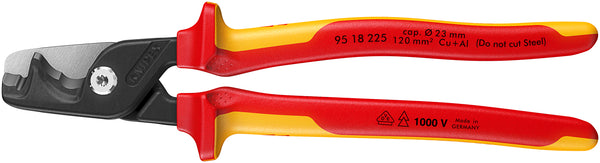 KNIPEX 95 18 225 StepCutÂ¨ XL Cable shears with step cut insulating multi-component handle, VDE-tested burnished 234 mm