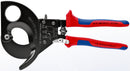 KNIPEX 95 31 280 Cable Cutter (ratchet action) with multi-component grips black lacquered 280 mm (self-service card/blister)
