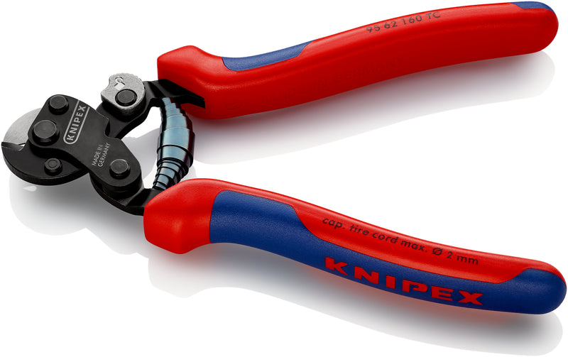 KNIPEX 95 62 160 TC Wire Rope Cutter for tyre cord with multi-component grips burnished 160 mm