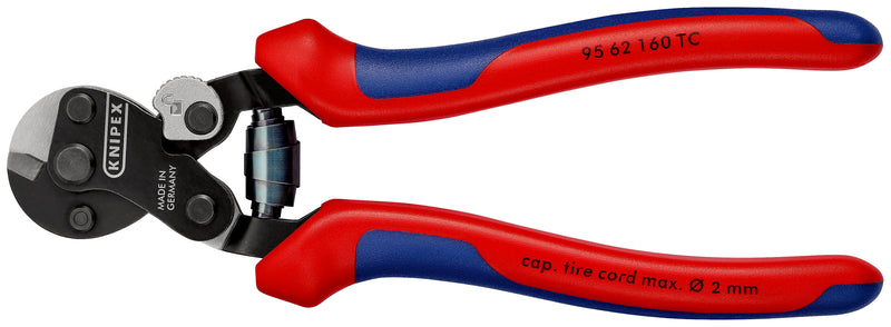 KNIPEX 95 62 160 TC Wire Rope Cutter for tyre cord with multi-component grips burnished 160 mm