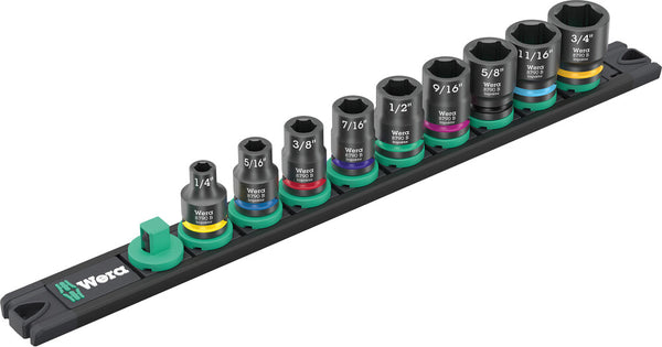 Wera 05005452001 9608 Magnetic rail B Impaktor Imperial 1, 9 pieces