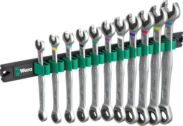 Wera 05020014001 9630 Magnetic rail 6000 Joker 1 Ratcheting combination wrenches set, 11 pieces