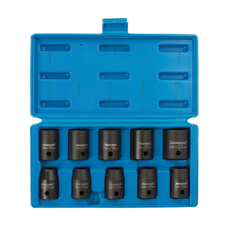 Silverline 970814 Impact Socket Set 1/2" Drive 6pt Metric 10pce