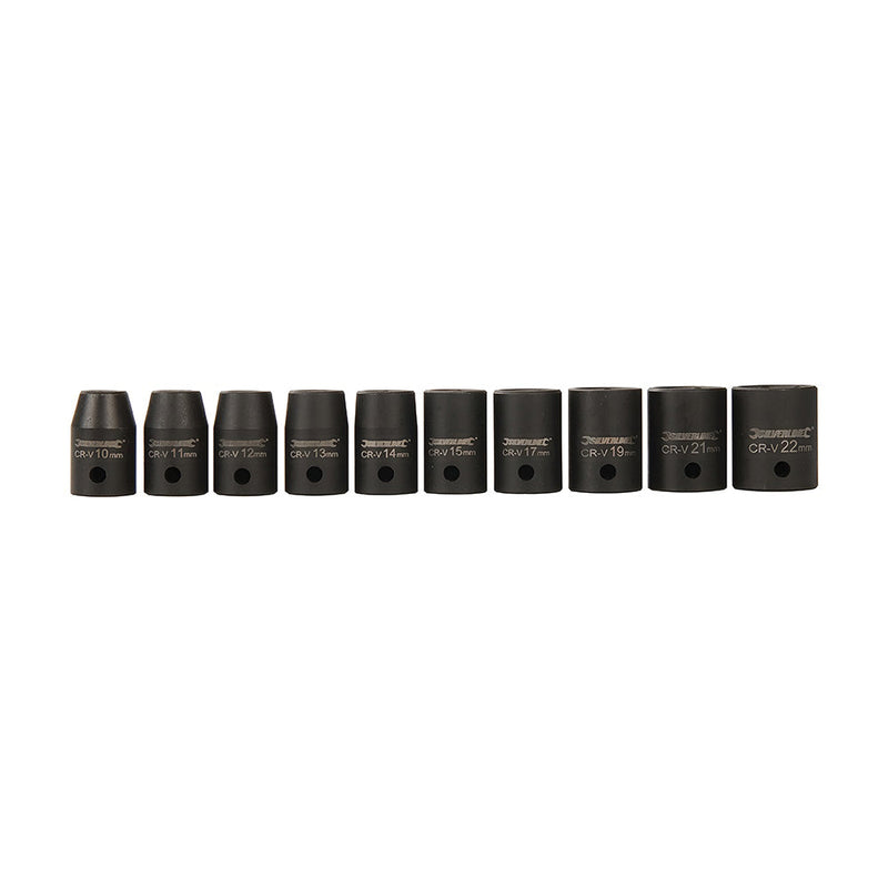 Silverline 970814 Impact Socket Set 1/2" Drive 6pt Metric 10pce