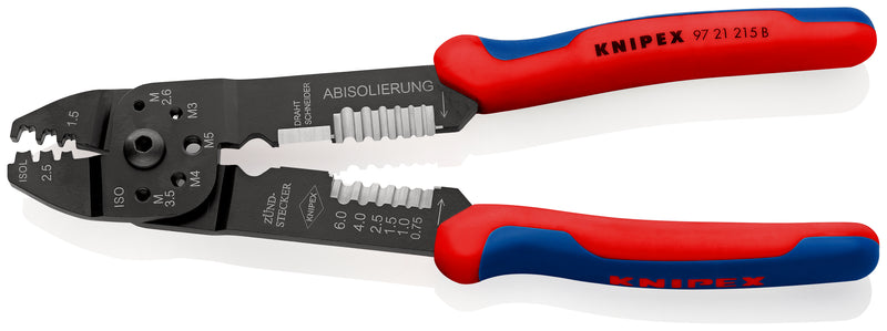 KNIPEX 97 21 215 B Crimping Pliers with multi-component grips black lacquered 230 mm