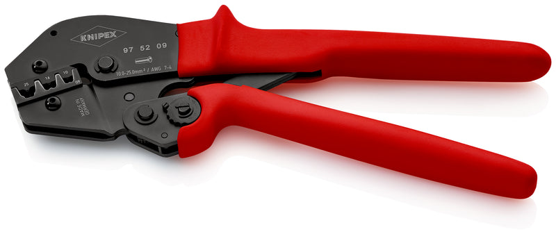 KNIPEX 97 52 09 Crimping Pliers for two-hand operation with non-slip plastic grips burnished 250 mm