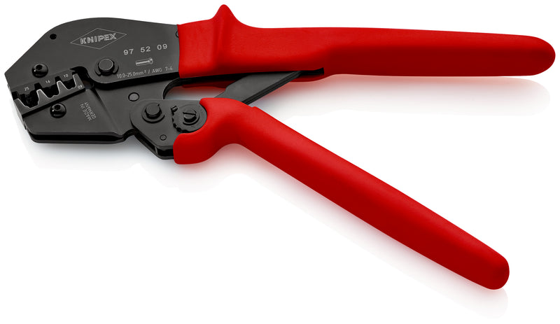 KNIPEX 97 52 09 Crimping Pliers for two-hand operation with non-slip plastic grips burnished 250 mm