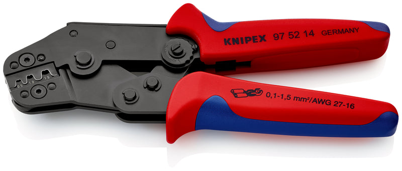 KNIPEX 97 52 14 Crimping Pliers short design with multi-component grips burnished 195 mm