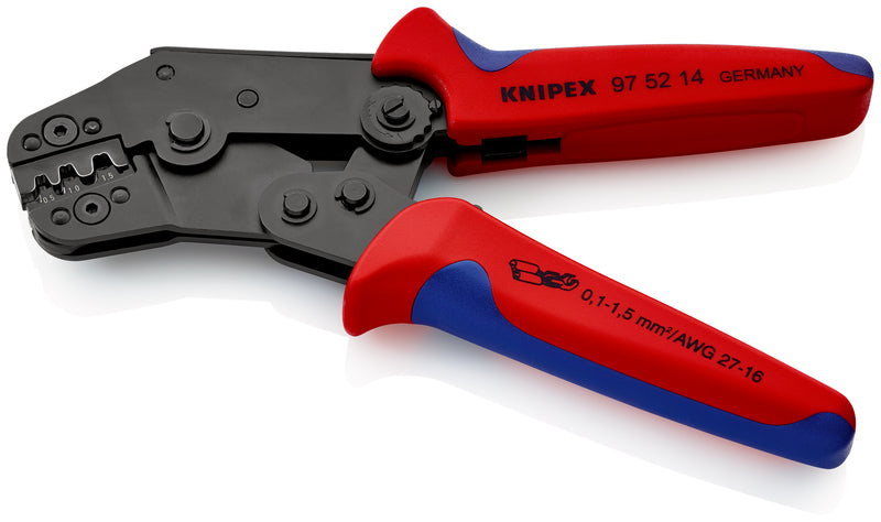 KNIPEX 97 52 14 Crimping Pliers short design with multi-component grips burnished 195 mm