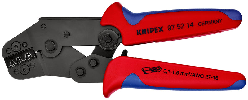 KNIPEX 97 52 14 Crimping Pliers short design with multi-component grips burnished 195 mm