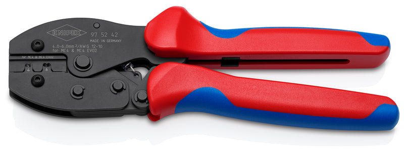 KNIPEX 97 52 42 SB PreciForce¨ Crimping pliers for MC4/MC4 EVO 2 connectors with non-slip plastic grips burnished 220 mm
