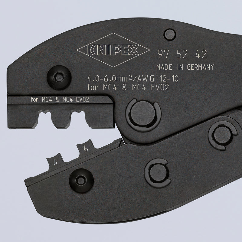 KNIPEX 97 52 42 SB PreciForce¨ Crimping pliers for MC4/MC4 EVO 2 connectors with non-slip plastic grips burnished 220 mm