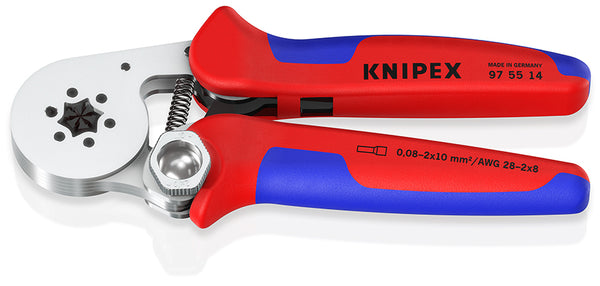 KNIPEX 97 55 14 Self-Adjusting Crimping Pliers for wire ferrules with lateral access with multi-component grips chrome-plated 180 mm