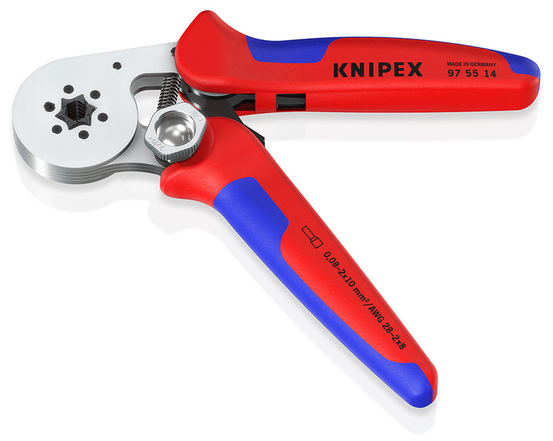 KNIPEX 97 55 14 Self-Adjusting Crimping Pliers for wire ferrules with lateral access with multi-component grips chrome-plated 180 mm