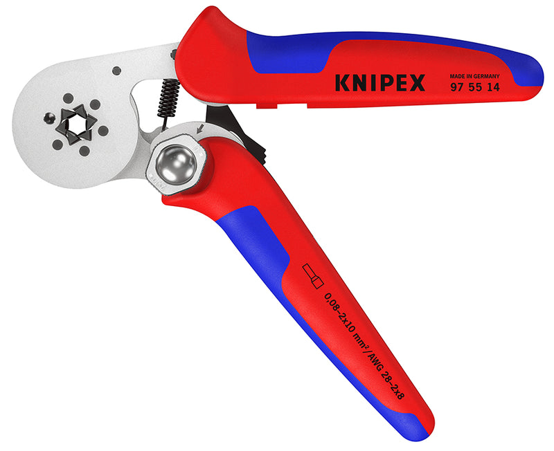 KNIPEX 97 55 14 Self-Adjusting Crimping Pliers for wire ferrules with lateral access with multi-component grips chrome-plated 180 mm