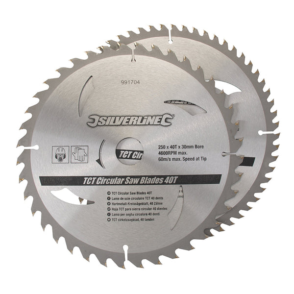 Silverline 991704 TCT Circular Saw Blades 40, 60T 2pk