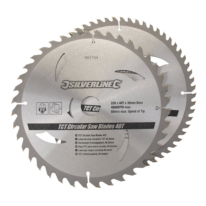 Silverline 991704 TCT Circular Saw Blades 40, 60T 2pk
