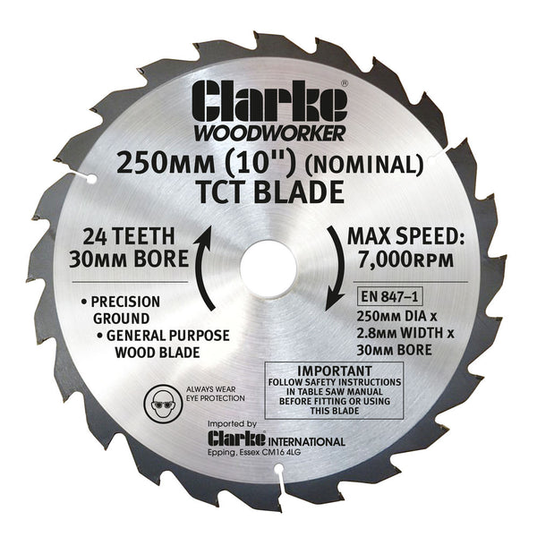 Clarke 6501073 Replacement Blade for CTS18 - 250mm x 24T - 30mm Bore
