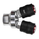 Sealey ACH55 High Flow Twin Coupling Body Female Thread 1/4"BSPT