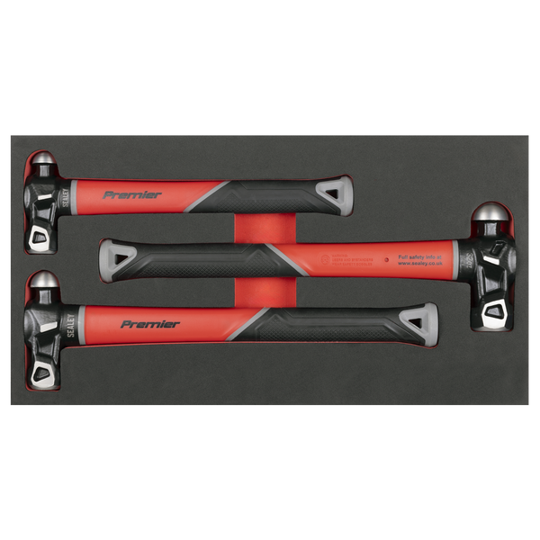 Sealey AK2033 Premier Ball Pein Hammer Set with Fibreglass Shafts 3pc