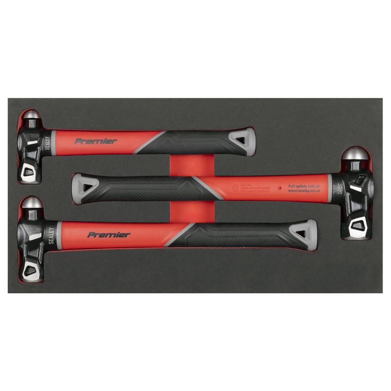 Sealey AK2033 Premier Ball Pein Hammer Set with Fibreglass Shafts 3pc