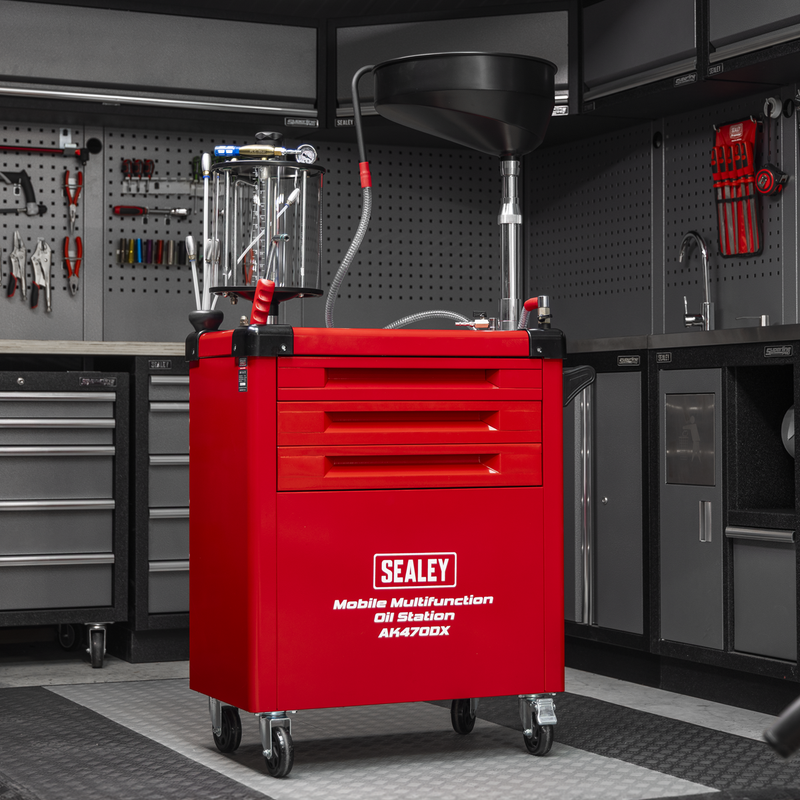 Sealey AK470DX Mobile Multifunction Oil Station with 61pc Tool Set