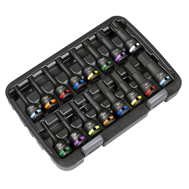 SEALEY AK56005 Premier Hex & TRX-Star* Impact Socket Bit Set 1/2"Sq Drive 16pc