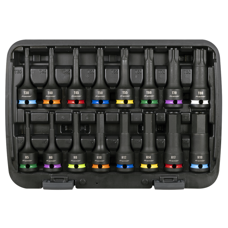 SEALEY AK56005 Premier Hex & TRX-Star* Impact Socket Bit Set 1/2"Sq Drive 16pc