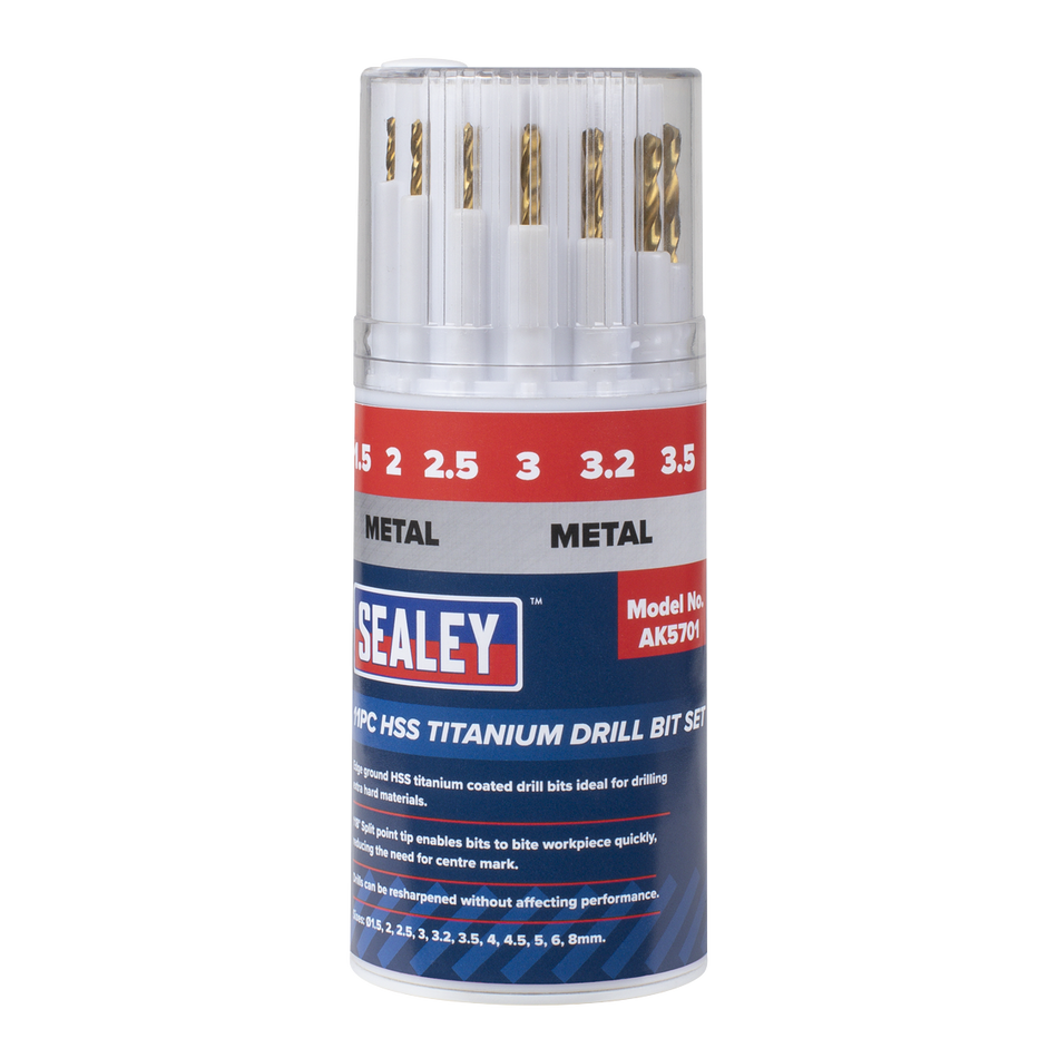Sealey AK5701 HSS Titanium Drill Bit Set 11pc