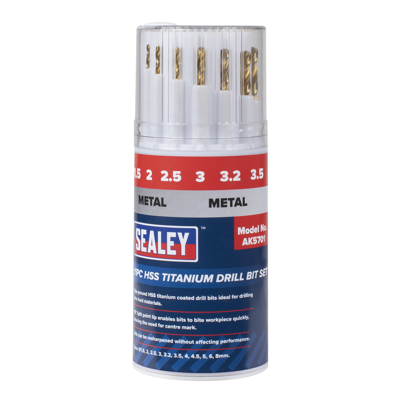 Sealey AK5701 HSS Titanium Drill Bit Set 11pc