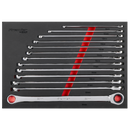 SEALEY AK63190 Premier Extra-Long Double Ring Ratchet/Fixed Spanner Set 13pc