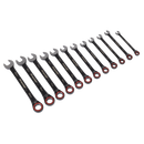 Sealey AK63940B Premier Black Combination Ratchet Spanner Set 12pc