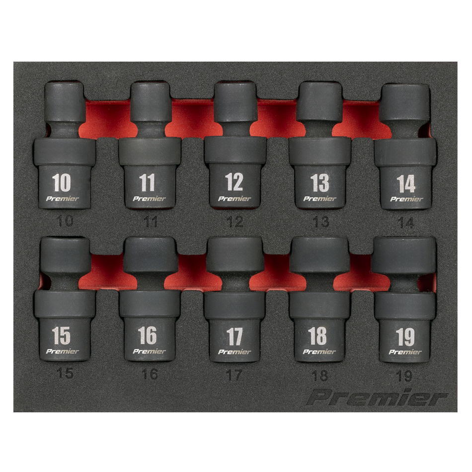 Sealey AK68220 Premier Universal Joint Impact Socket Set 3/8"Sq Drive 10pc