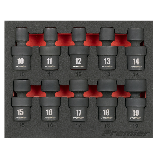 Sealey AK68220 Premier Universal Joint Impact Socket Set 3/8"Sq Drive 10pc