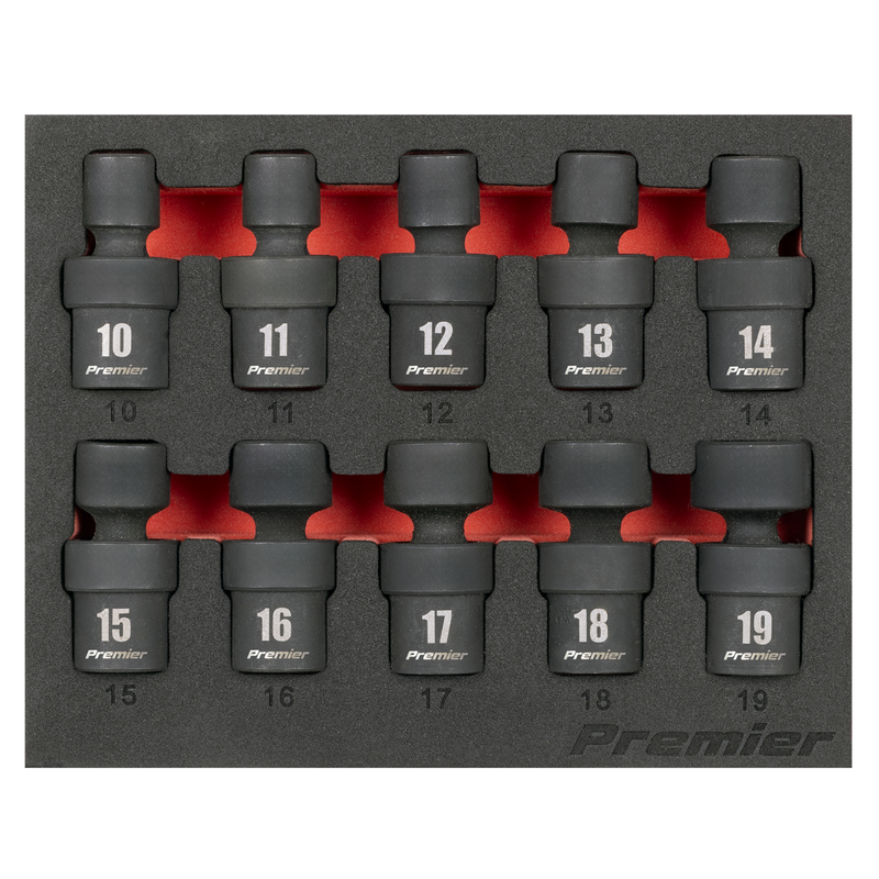 Sealey AK68220 Premier Universal Joint Impact Socket Set 3/8"Sq Drive 10pc