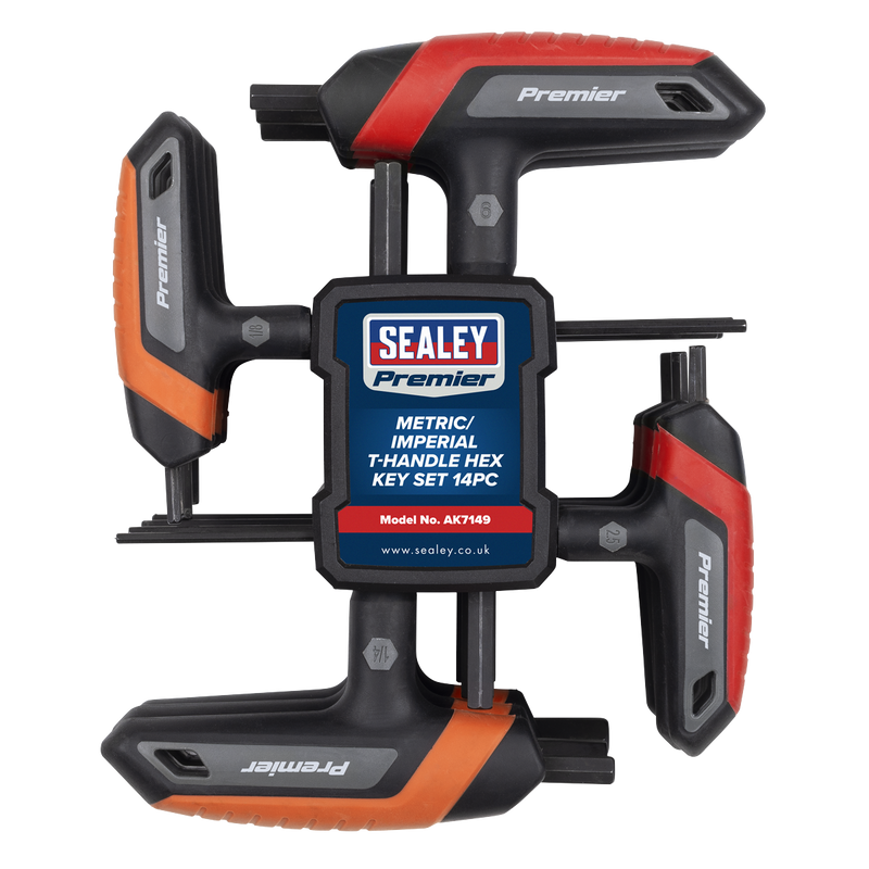 Sealey AK7149 Premier Metric/Imperial T-Handle Hex Key Set 14pc