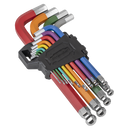 Sealey AK7192 Premier Jumbo Colour-Coded Anti-Slip Ball-End Hex Key Set 13pc