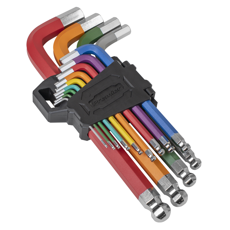 Sealey AK7192 Premier Jumbo Colour-Coded Anti-Slip Ball-End Hex Key Set 13pc