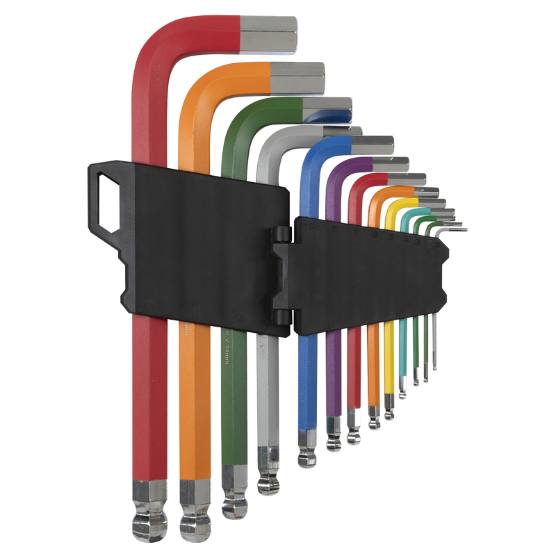 Sealey AK7192 Premier Jumbo Colour-Coded Anti-Slip Ball-End Hex Key Set 13pc
