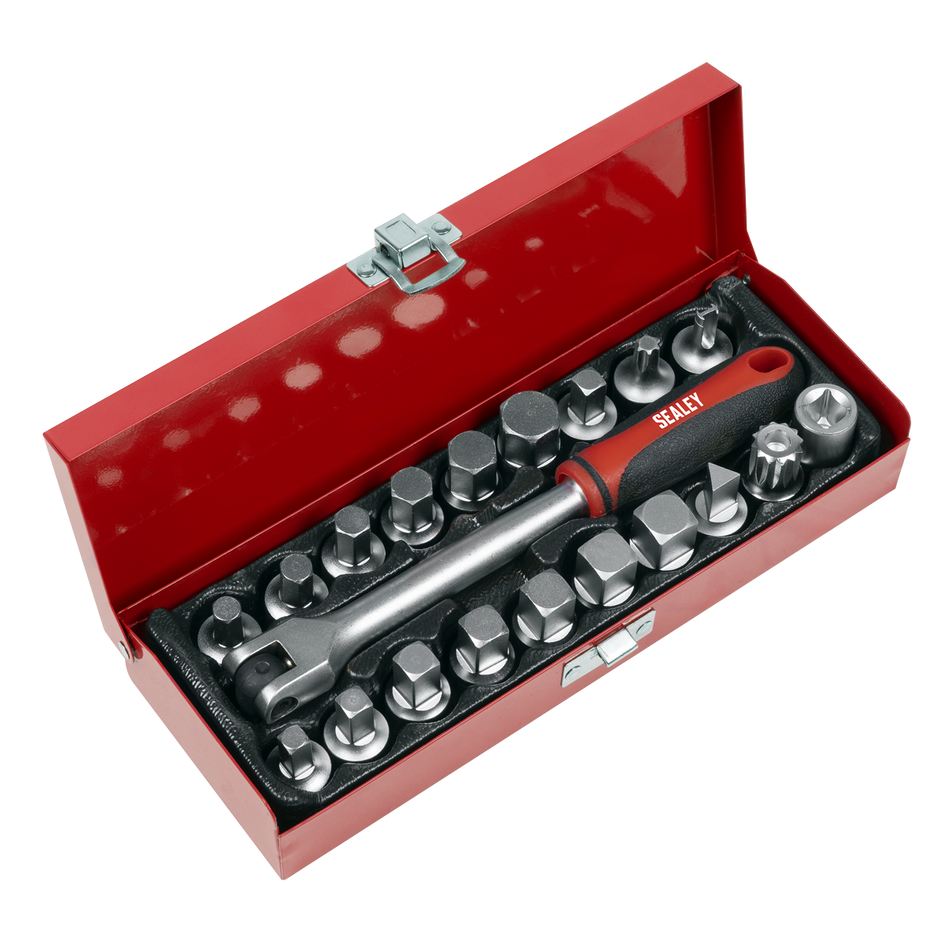 Sealey AK759 Oil Drain Plug Key Set 3/8"Sq Drive 20pc