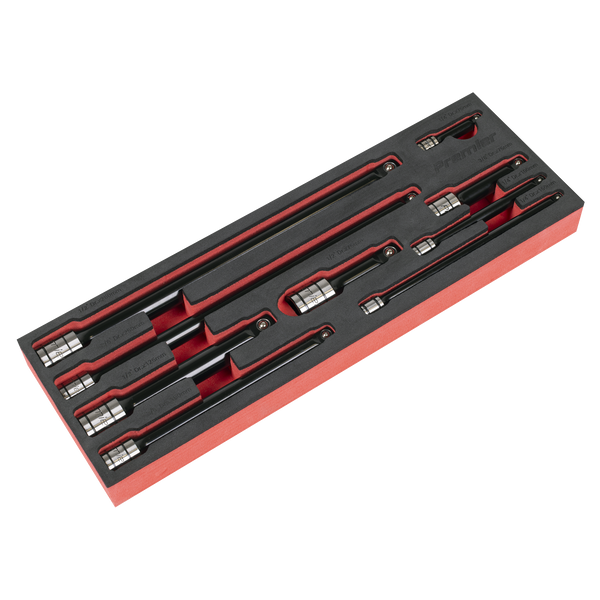 Sealey AK7693 Premier Black Wobble/Rigid Extension Bar Set 1/4", 3/8" & 1/2"Sq Drive 9pc - Premier Black