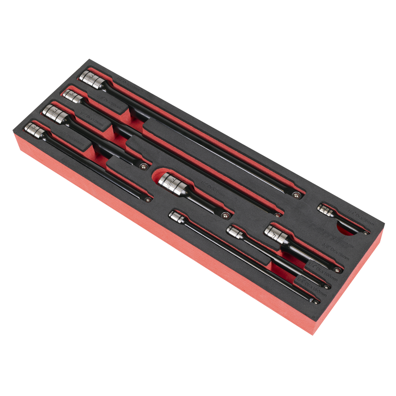 Sealey AK7693 Premier Black Wobble/Rigid Extension Bar Set 1/4", 3/8" & 1/2"Sq Drive 9pc - Premier Black