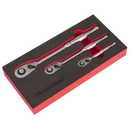 Sealey AK7933 3pc Ratchet Wrench Set - Flip Reverse - Premier Platinum Series