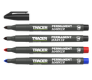 TRACER APMK1 4pc Pack of Permanent Markers - 2x Black, 1x Red & 1x Blue